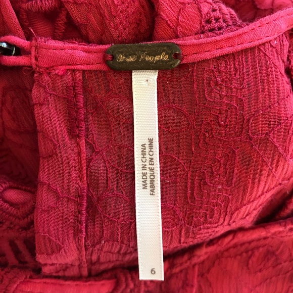 Free People Wherever You Go Red Eyelet Mini Dress - Picture 12 of 14